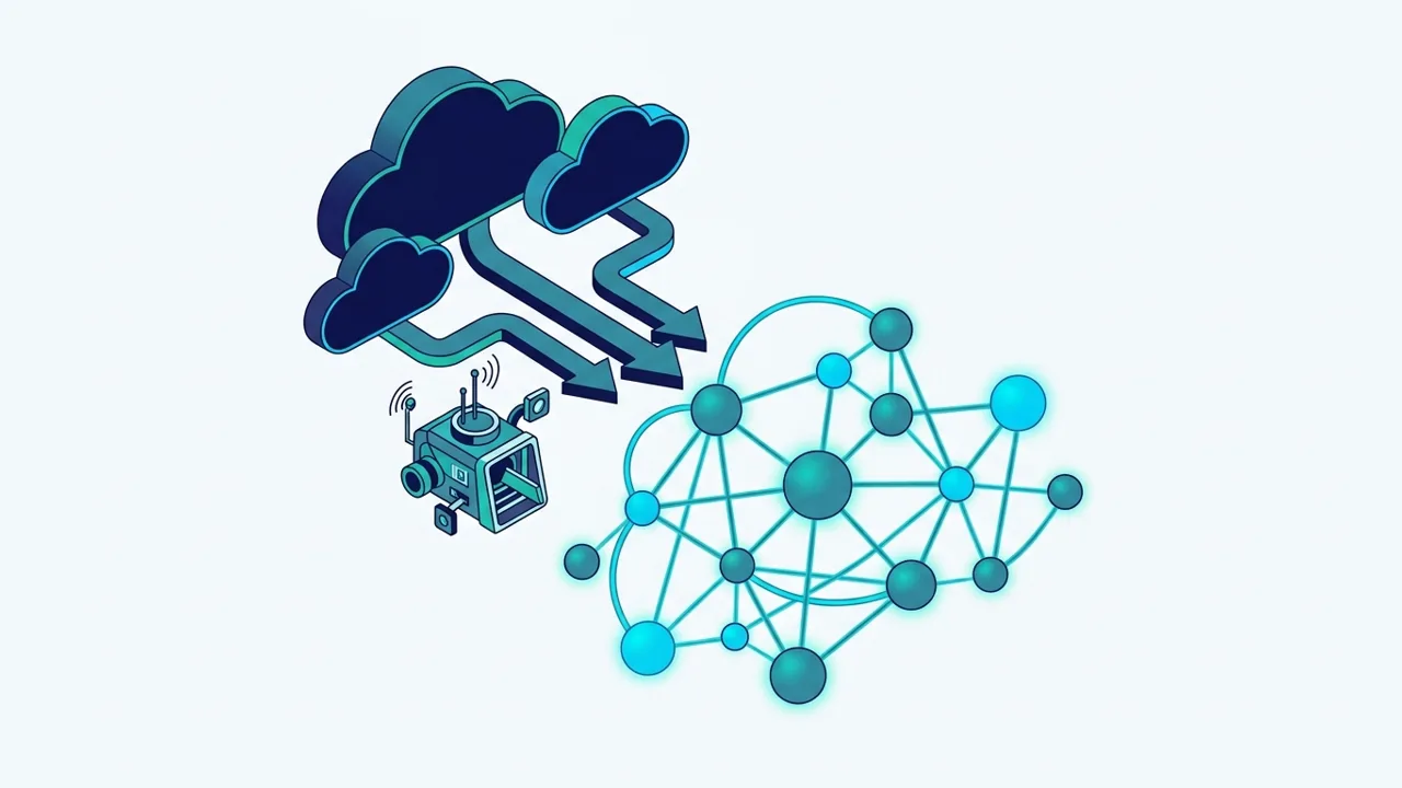 Illustration of dependency mapping: cloud accounts read by a discovery connector and turned into a graph of dependencies