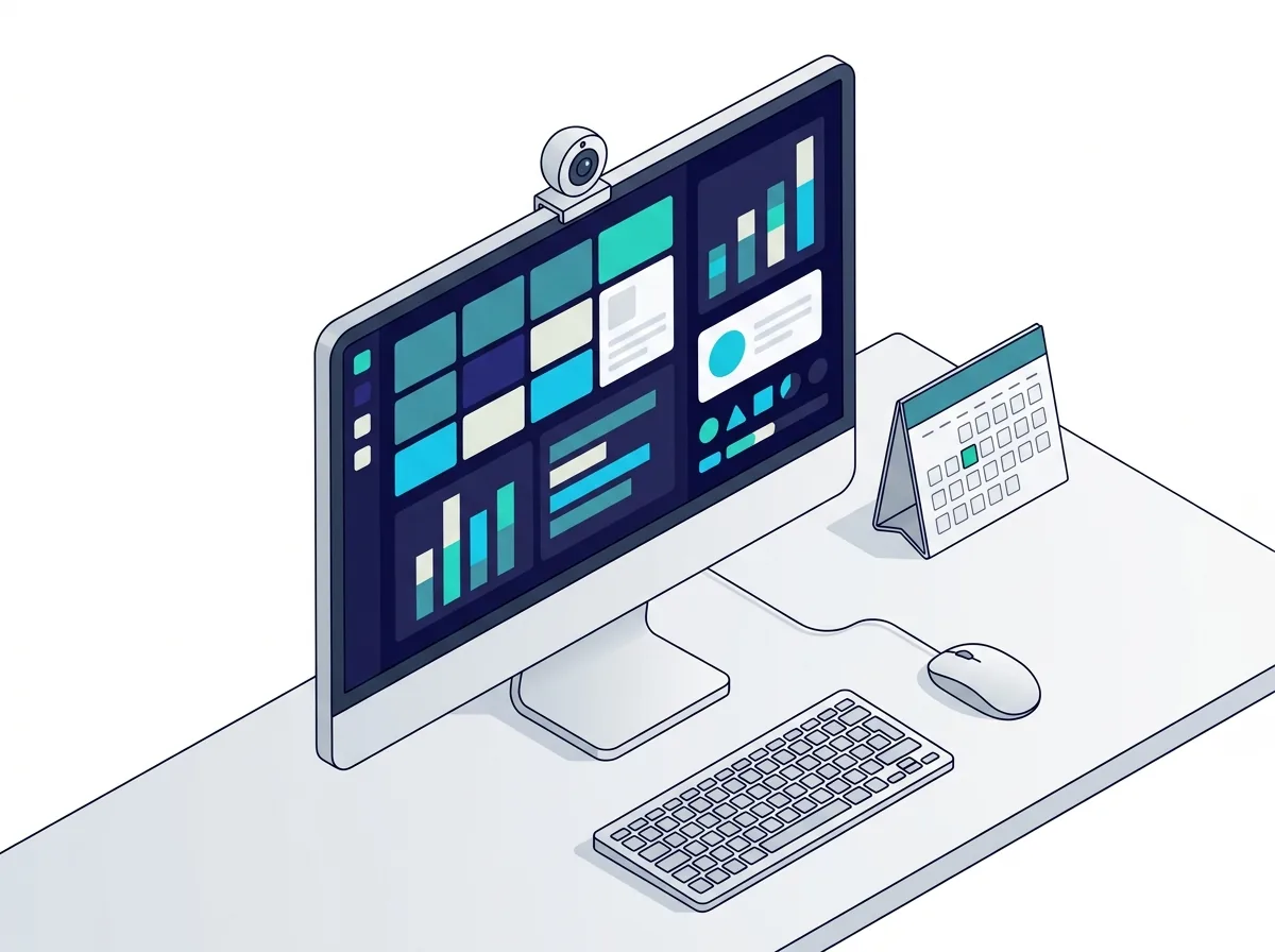 Illustratie van een HaloITSM demo: een servicedeskdashboard op het scherm naast een geboekt tijdslot