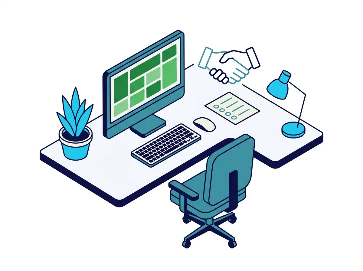 Poste de service desk avec des indicateurs verts et une poignée de main : ce que vous pouvez attendre