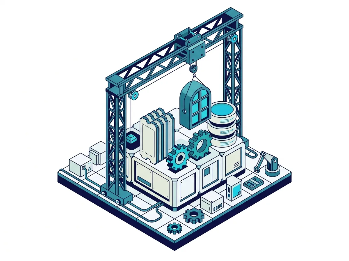 Illustratie van een HaloITSM-implementatie: een servicedesk die blok per blok op een platform wordt opgebouwd