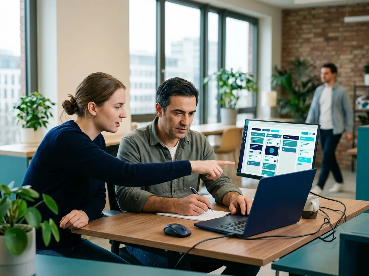 Un consultant présente un tableau de bord de centre de services HaloITSM à un responsable IT (photo d'illustration)