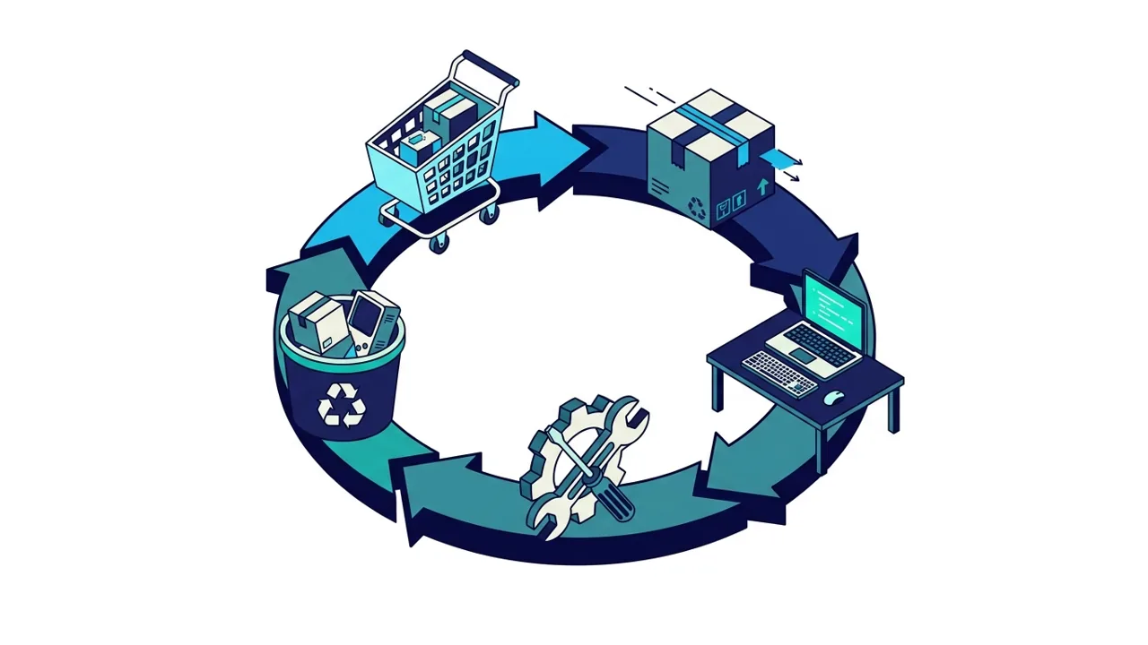 Cycle de vie d'un actif IT : achat, livraison, utilisation, maintenance et recyclage