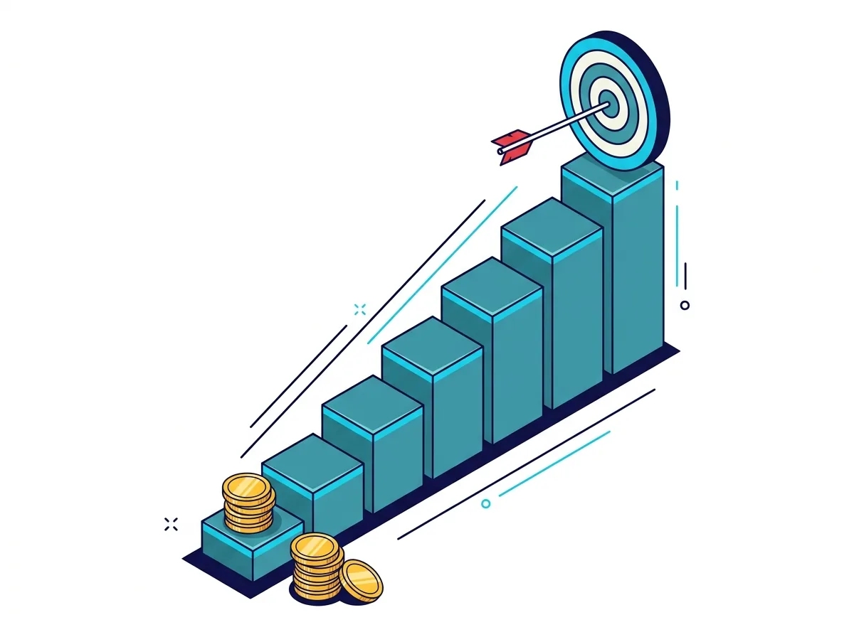 Illustration du HaloITSM support et de l'optimisation : marches de performance qui montent vers une cible