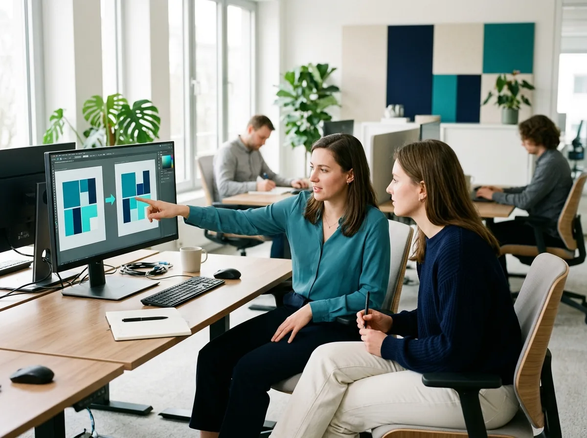 Consultant and service desk lead reviewing a data mapping between two ITSM tools (illustrative photo)