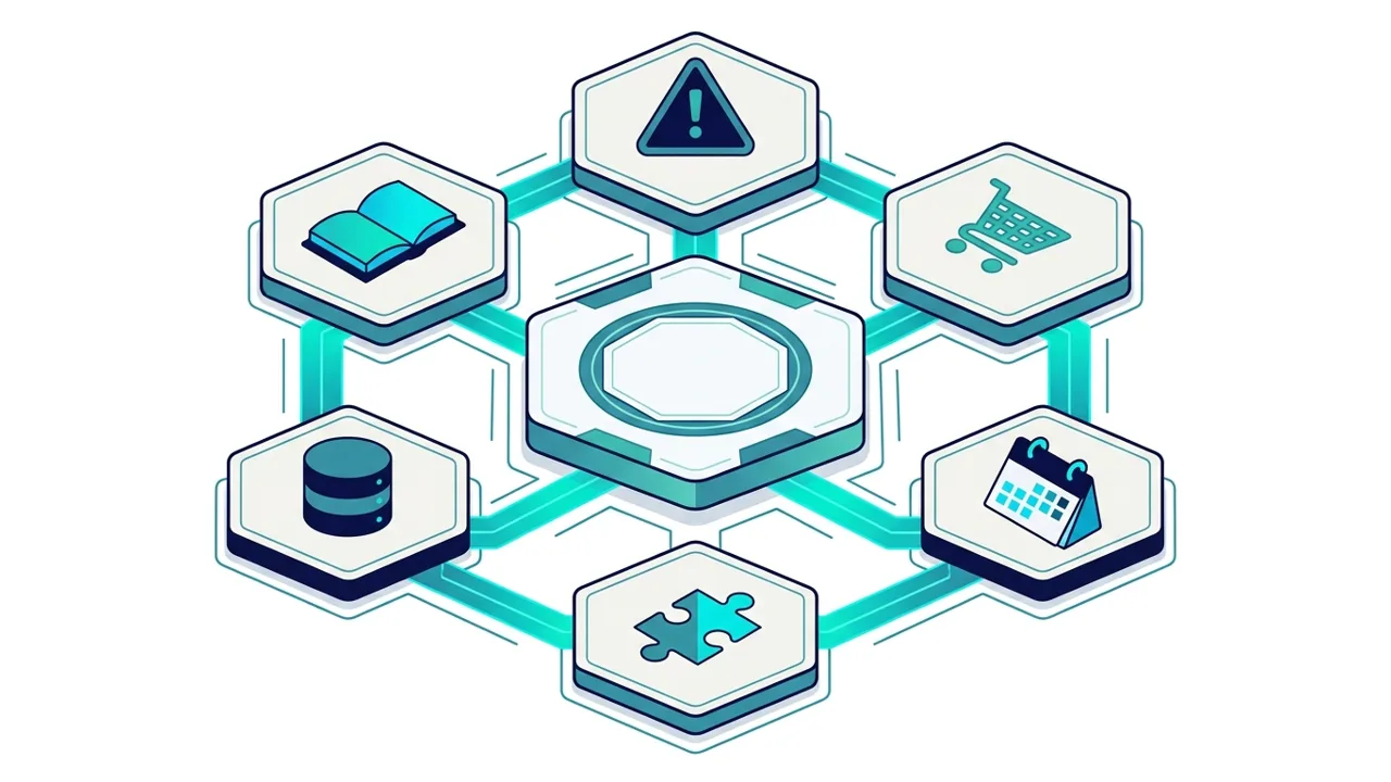 Module diagram: incident, request, change, problem, CMDB and knowledge around one platform
