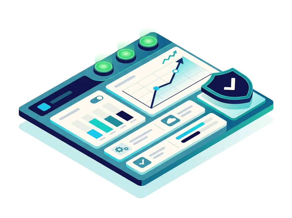 Dashboard met groene statusindicatoren en een stijgende trend na een goed geleid ServiceNow-project
