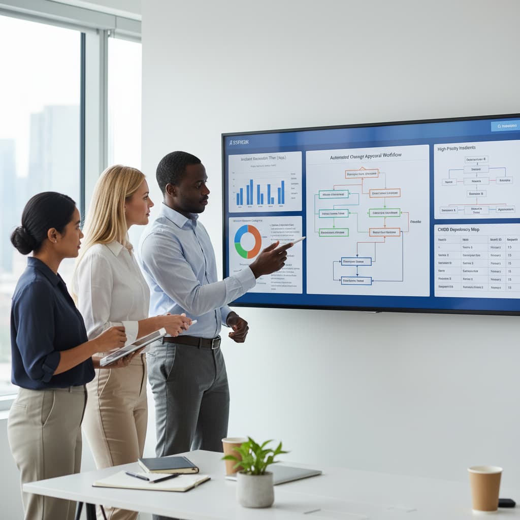 IT-leiders die dashboards van moderne ITSM-software vergelijken om de beste ITSM-tools voor hun organisatie te identificeren